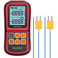 Proster Termómetro Digital de Doble Canal con Dos termómetros de Temperatura Tipo K con retroiluminación LCD para…